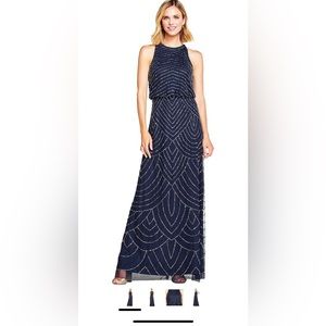 Adrianna Papell Beaded Navy Dress